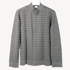 Armani Collezioni Grey Geometric Textured-Knit Zip Jacket
